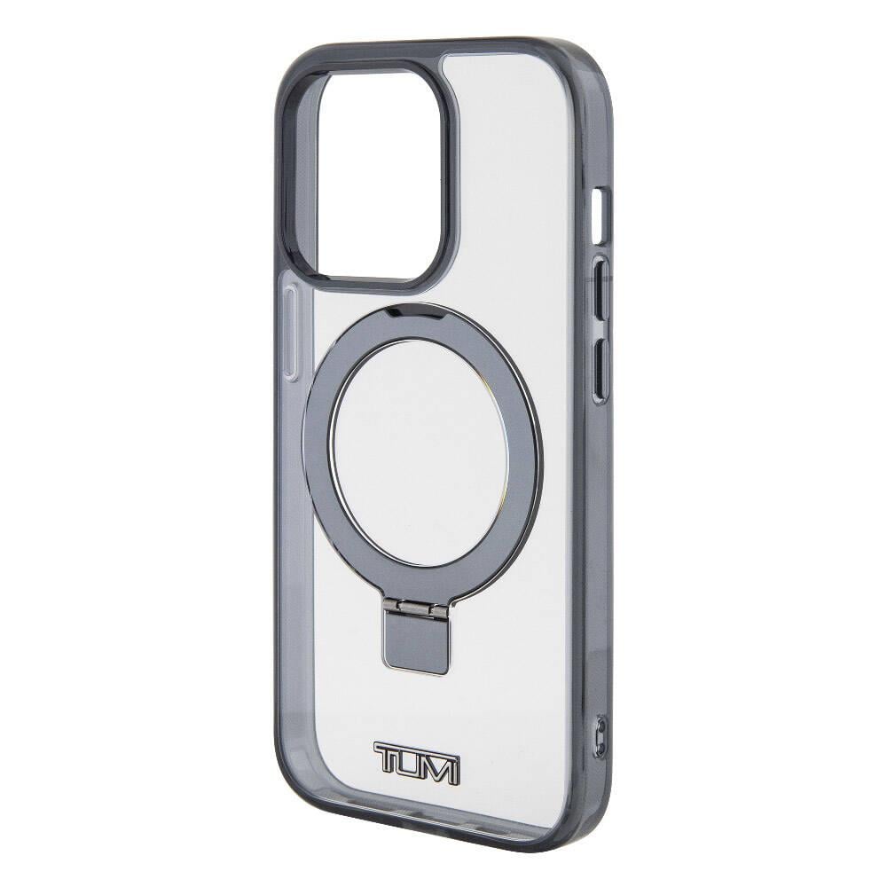 Apple iPhone 15 Pro Kılıf TUMI Orjinal Lisanslı M-safe Şarj Özellikli Metal Logolu Ring Standlı Silikon Kapak