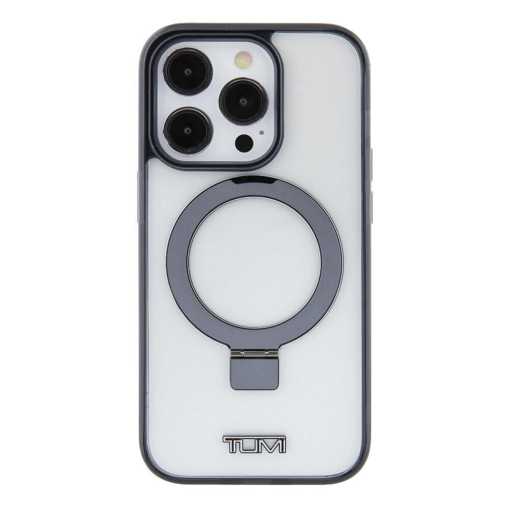 Apple iPhone 15 Pro Kılıf TUMI Orjinal Lisanslı M-safe Şarj Özellikli Metal Logolu Ring Standlı Silikon Kapak