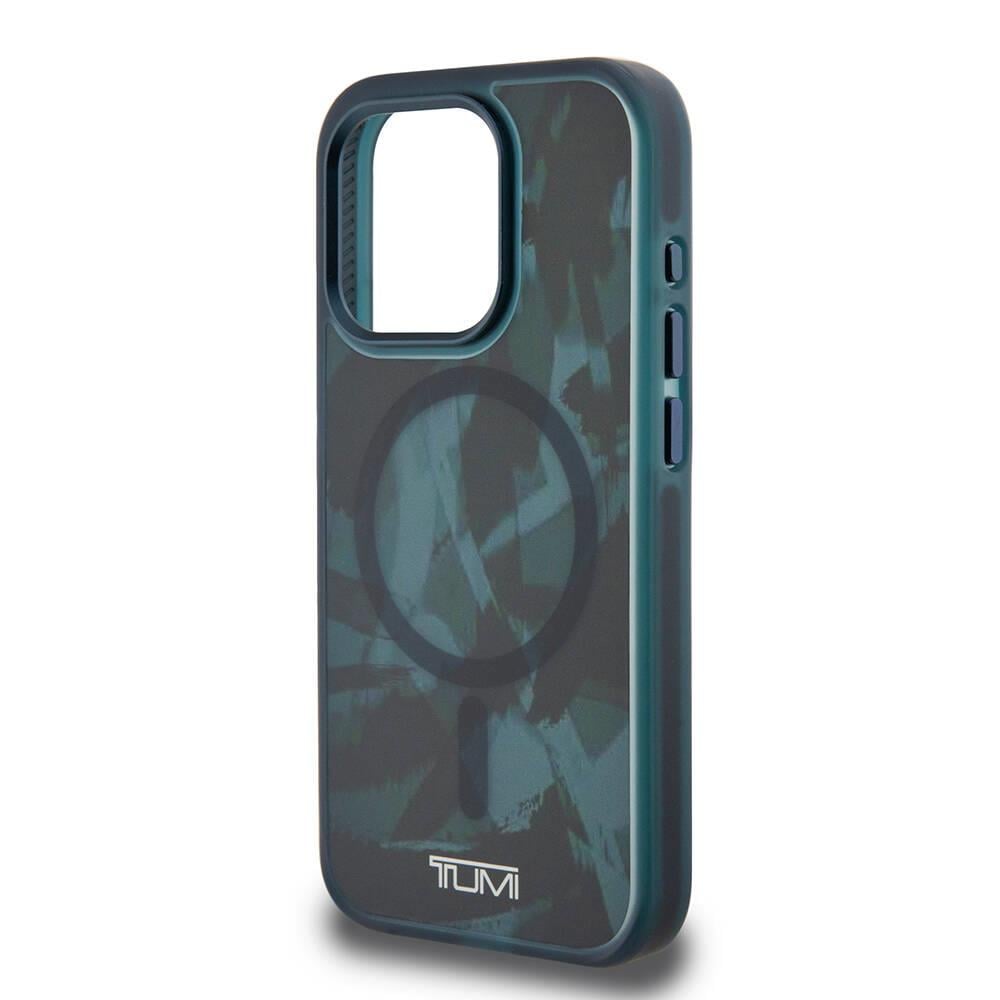 Apple iPhone 15 Pro Kılıf TUMI Orjinal Lisanslı M-safe Şarj Özellikli Buzlanmış Saydam Fırça Kamuflajı Desenli Kapak