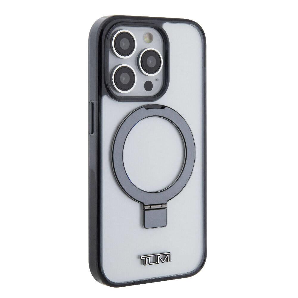 Apple iPhone 15 Pro Kılıf TUMI Orjinal Lisanslı M-safe Şarj Özellikli Metal Logolu Ring Standlı Silikon Kapak