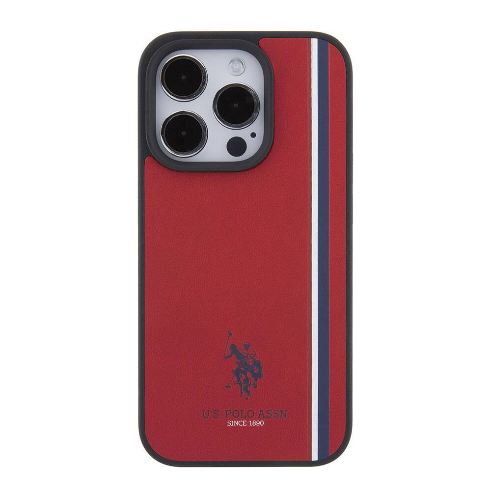 Apple iPhone 15 Pro Kılıf U.S. Polo Assn. Orjinal Lisanslı Üç Renk Şerit Tasarımlı Baskı Logolu Kapak
