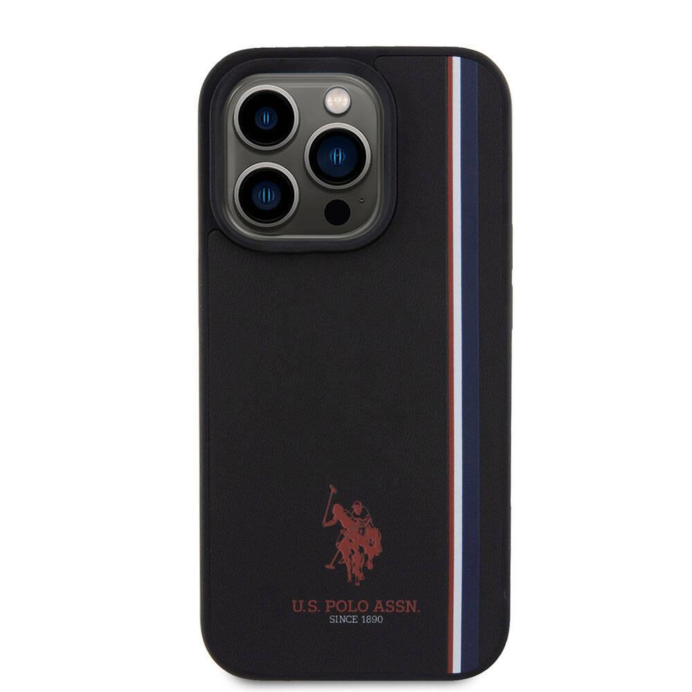 Apple iPhone 15 Pro Kılıf U.S. Polo Assn. Orjinal Lisanslı Üç Renk Şerit Tasarımlı Baskı Logolu Kapak