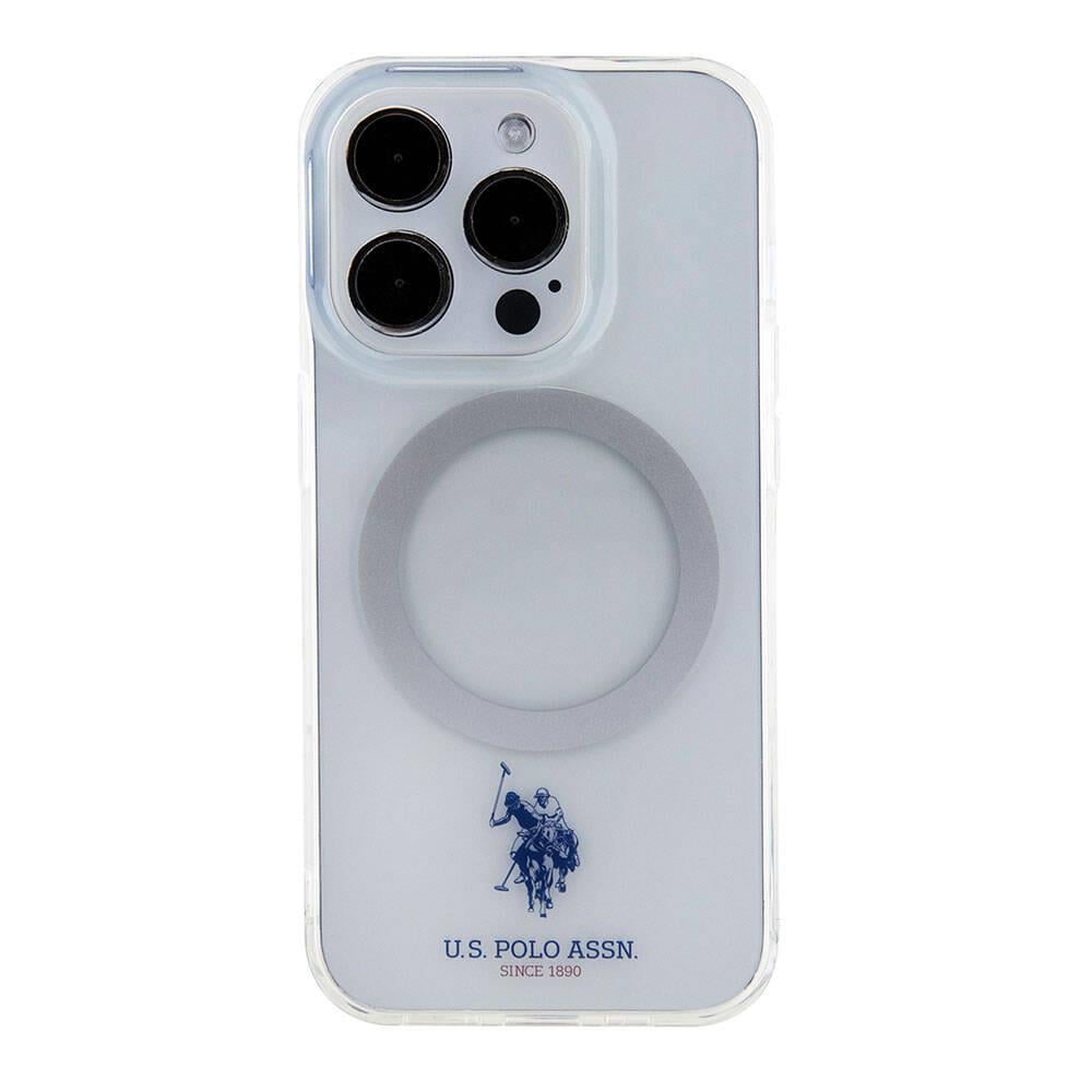 Apple iPhone 15 Pro Kılıf U.S. Polo Assn. Orjinal Lisanslı M-safe Şarj Özellikli Transparan Tasarım Kapak