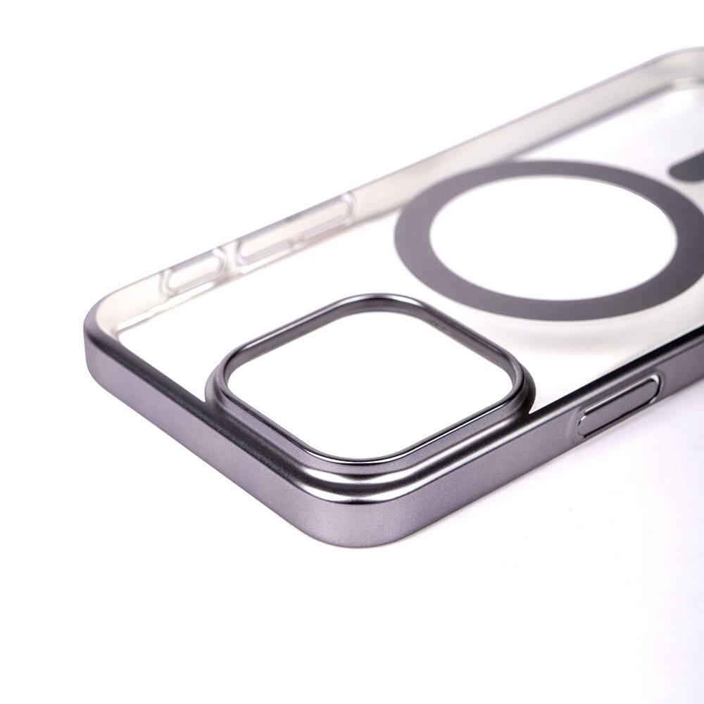 Apple iPhone 15 Pro Kılıf Wireless Şarj Özellikli Sert PC Zore Mat Riksos M-safe Kapak