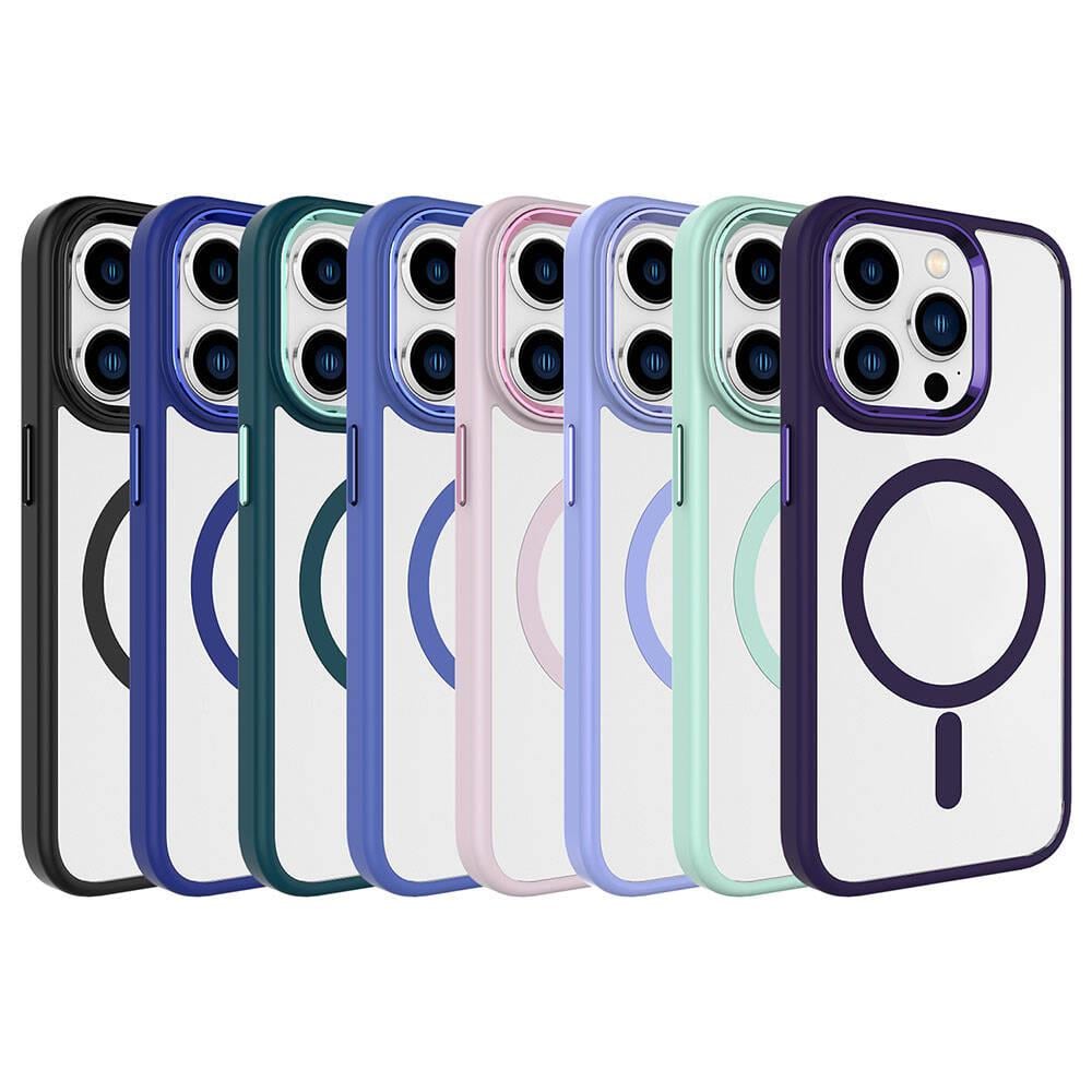 Apple iPhone 15 Pro Kılıf Wireless Şarj Özellikli Zore Krom M-safe Silikon Kapak