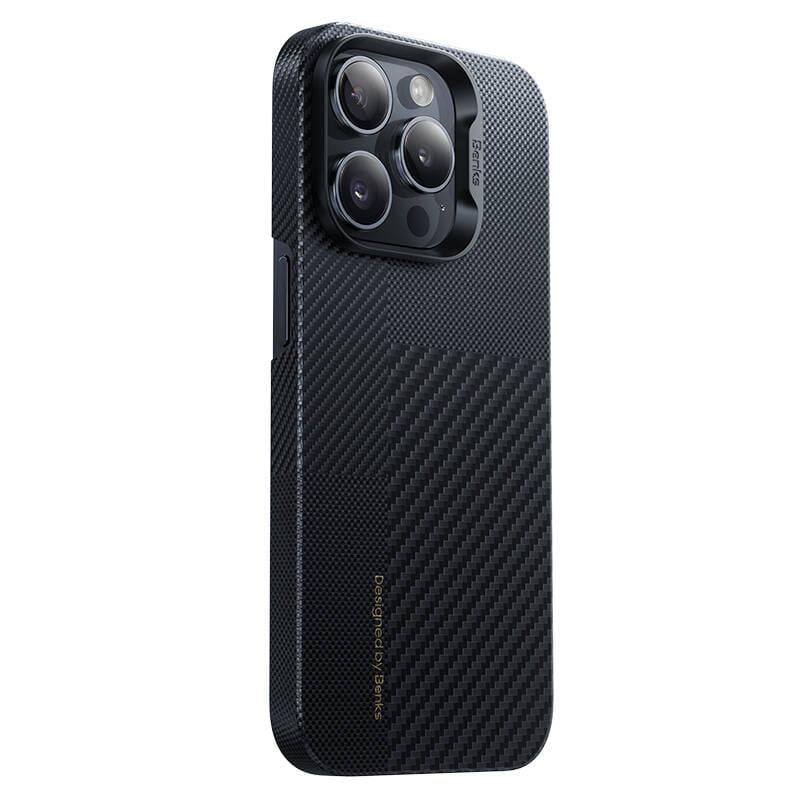 Apple iPhone 15 Pro M-safe Şarj Özellikli Karbon Fiber Benks Montage ArmorAir Kevlar Kapak