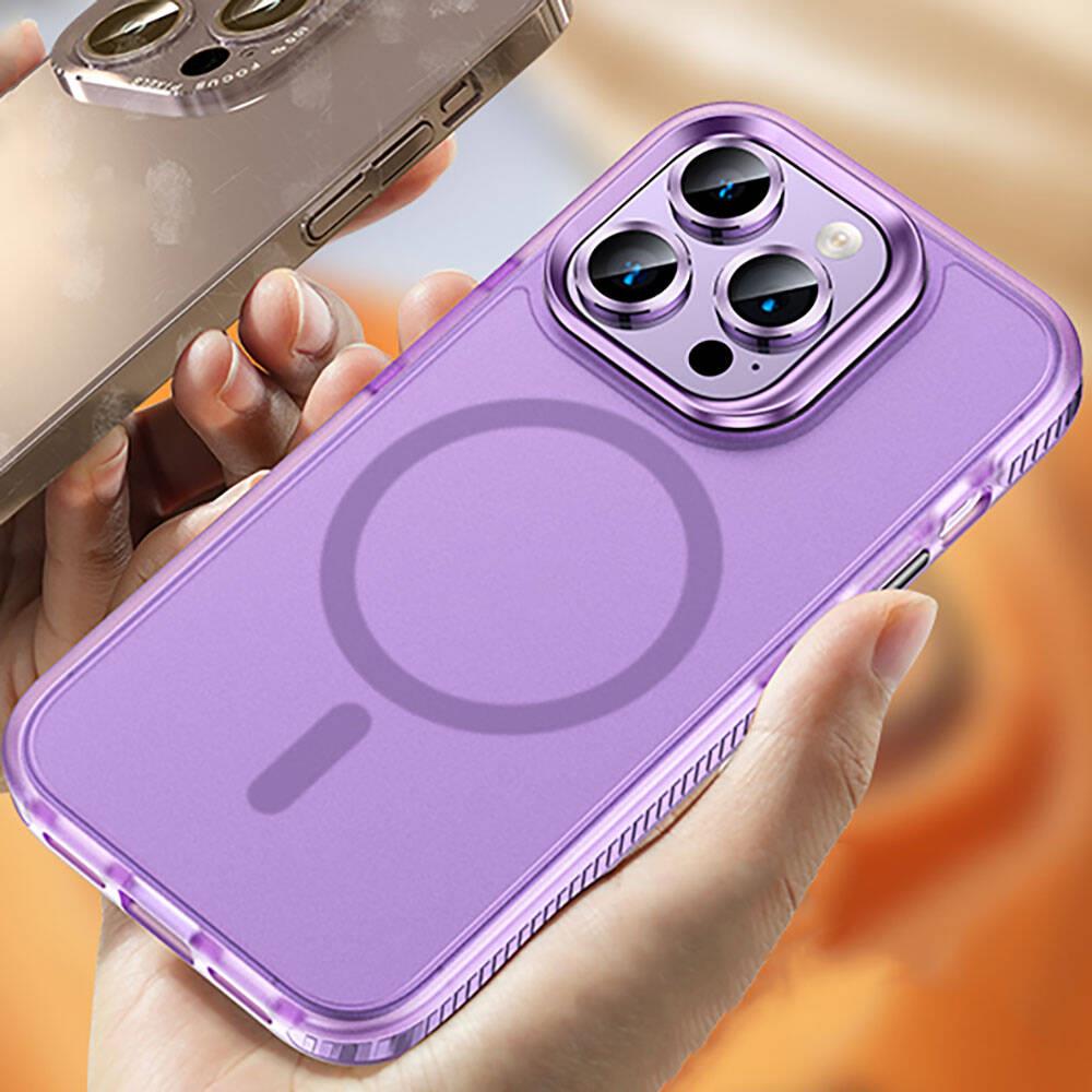 Apple iPhone 15 Pro Max Kılıf Airbagli M-safe Wireless Şarj Özellikli Lens Koruyuculu Zore Klaptika Kapak