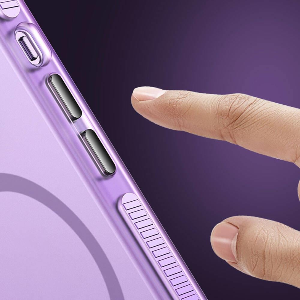 Apple iPhone 15 Pro Max Kılıf Airbagli M-safe Wireless Şarj Özellikli Lens Koruyuculu Zore Klaptika Kapak