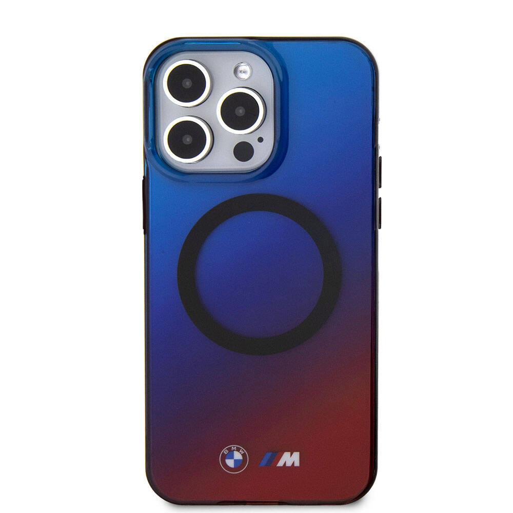 Apple iPhone 15 Pro Max Kılıf BMW M-safe Şarj Özellikli Transparan Renk Geçişli Dizayn Orjinal Lisanslı Kapak