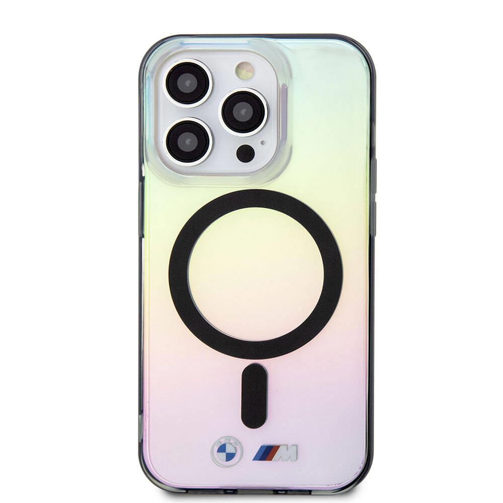 Apple iPhone 15 Pro Max Kılıf BMW M-safe Şarj Özellikli Transparan Renk Geçişli Iridescent Orjinal Lisanslı Kapak