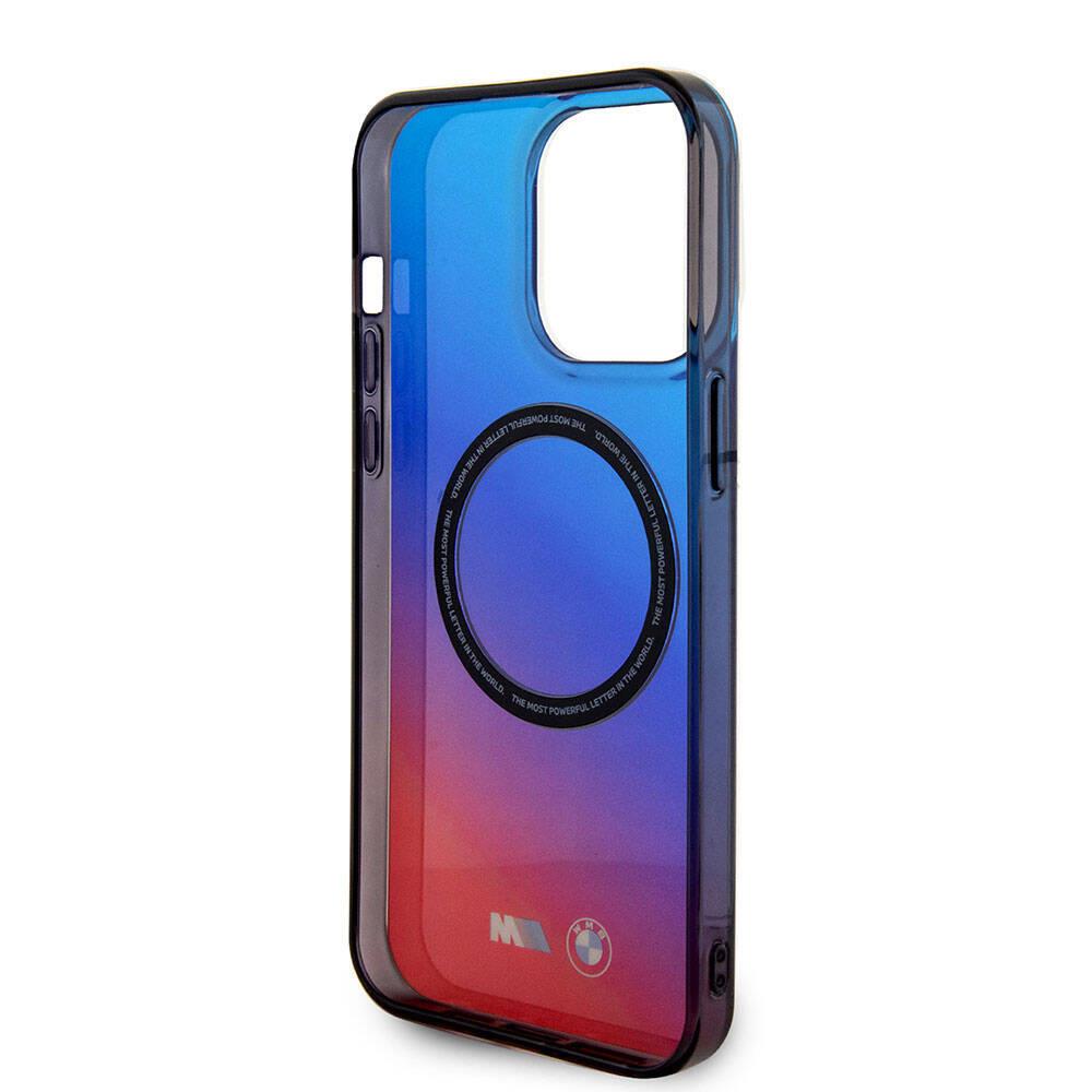 Apple iPhone 15 Pro Max Kılıf BMW M-safe Şarj Özellikli Transparan Renk Geçişli Dizayn Orjinal Lisanslı Kapak