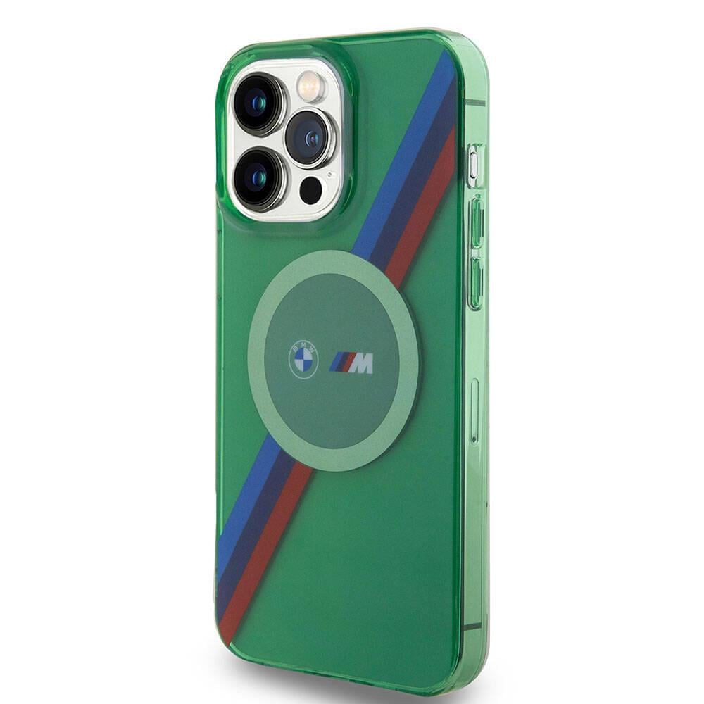 Apple iPhone 15 Pro Max Kılıf BMW M-safe Şarj Özellikli Transparan Tricolor Stripes Orjinal Lisanslı Kapak