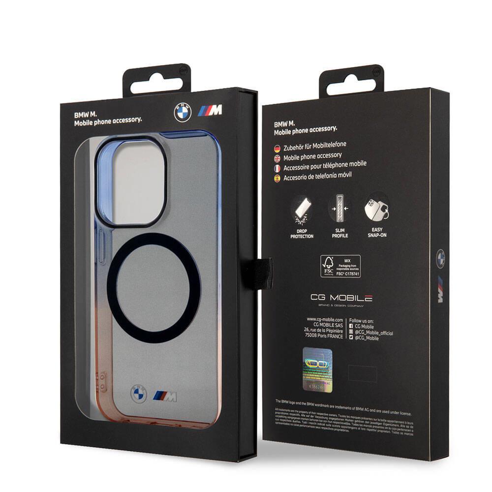 Apple iPhone 15 Pro Max Kılıf BMW M-safe Şarj Özellikli Transparan Renkli Çerçeveli Orjinal Lisanslı Kapak
