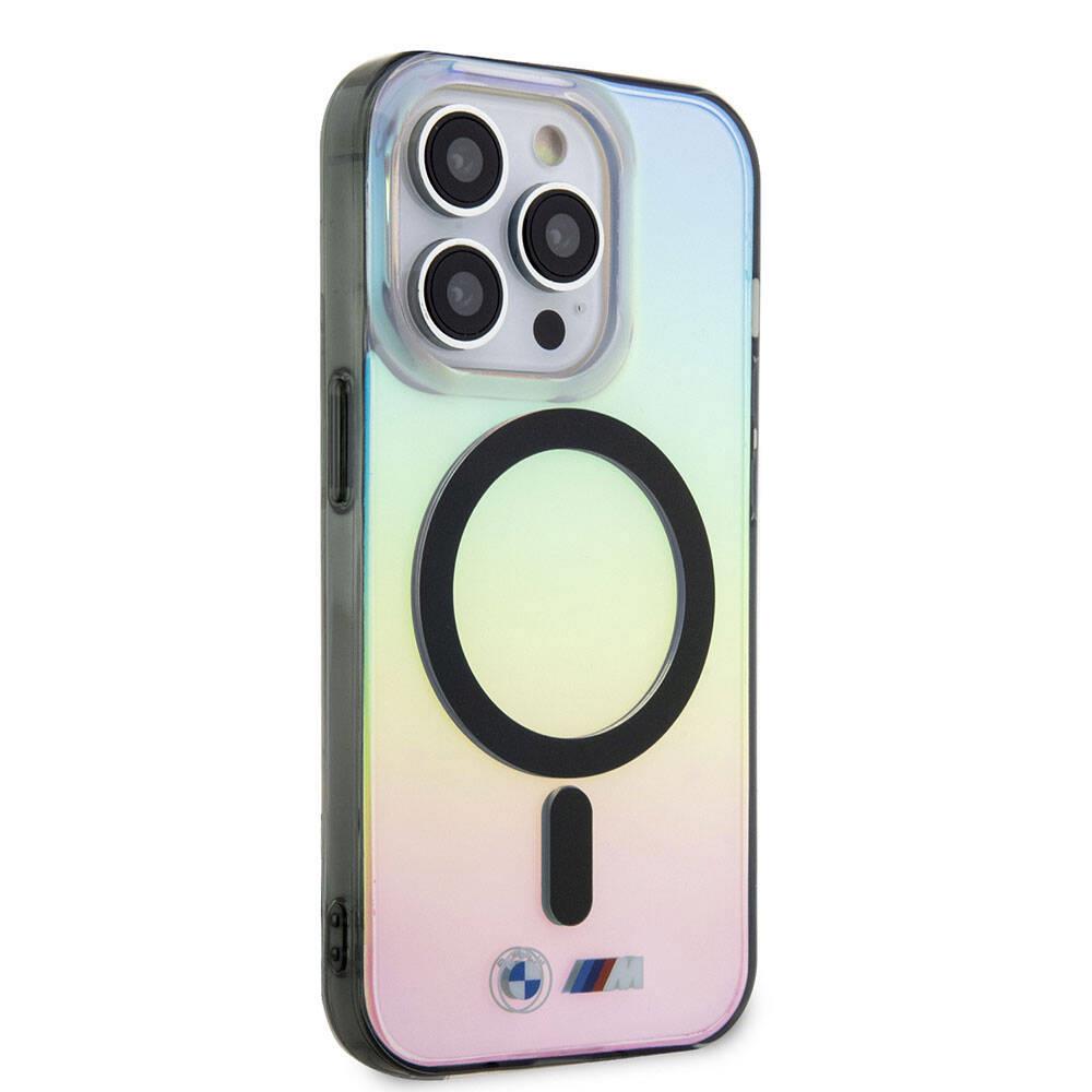 Apple iPhone 15 Pro Max Kılıf BMW M-safe Şarj Özellikli Transparan Renk Geçişli Iridescent Orjinal Lisanslı Kapak