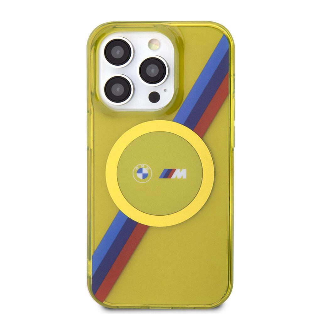 Apple iPhone 15 Pro Max Kılıf BMW M-safe Şarj Özellikli Transparan Tricolor Stripes Orjinal Lisanslı Kapak