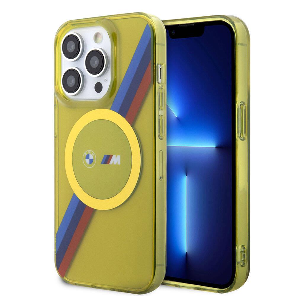 Apple iPhone 15 Pro Max Kılıf BMW M-safe Şarj Özellikli Transparan Tricolor Stripes Orjinal Lisanslı Kapak