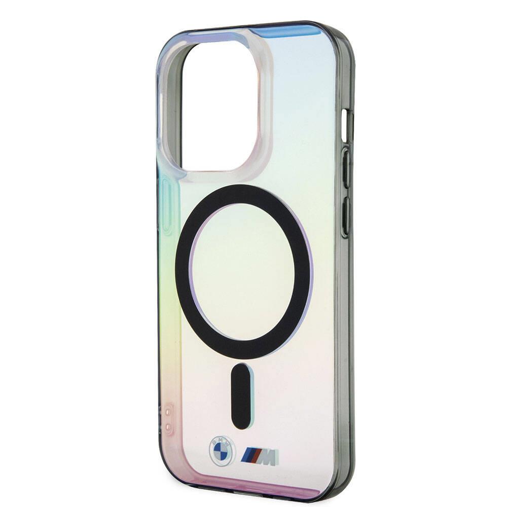 Apple iPhone 15 Pro Max Kılıf BMW M-safe Şarj Özellikli Transparan Renk Geçişli Iridescent Orjinal Lisanslı Kapak