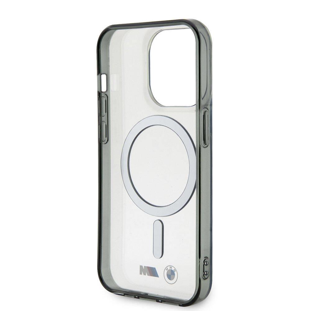 Apple iPhone 15 Pro Max Kılıf BMW M-safe Şarj Özellikli Transparan Silver Ring Orjinal Lisanslı Kapak