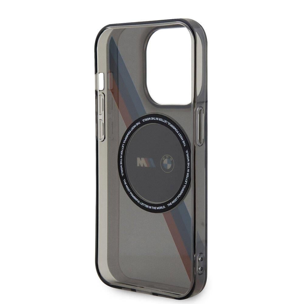 Apple iPhone 15 Pro Max Kılıf BMW M-safe Şarj Özellikli Transparan Tricolor Stripes Orjinal Lisanslı Kapak