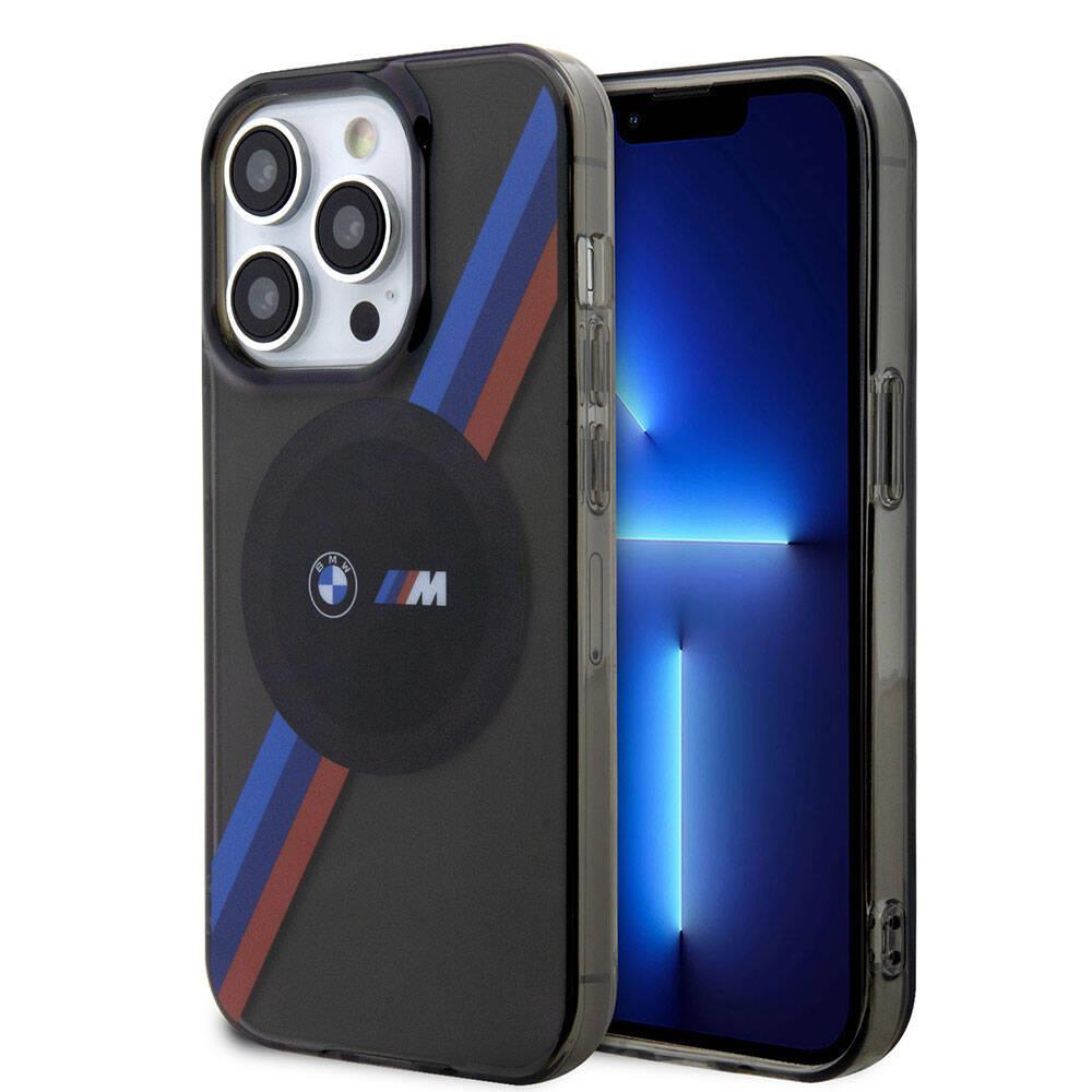 Apple iPhone 15 Pro Max Kılıf BMW M-safe Şarj Özellikli Transparan Tricolor Stripes Orjinal Lisanslı Kapak