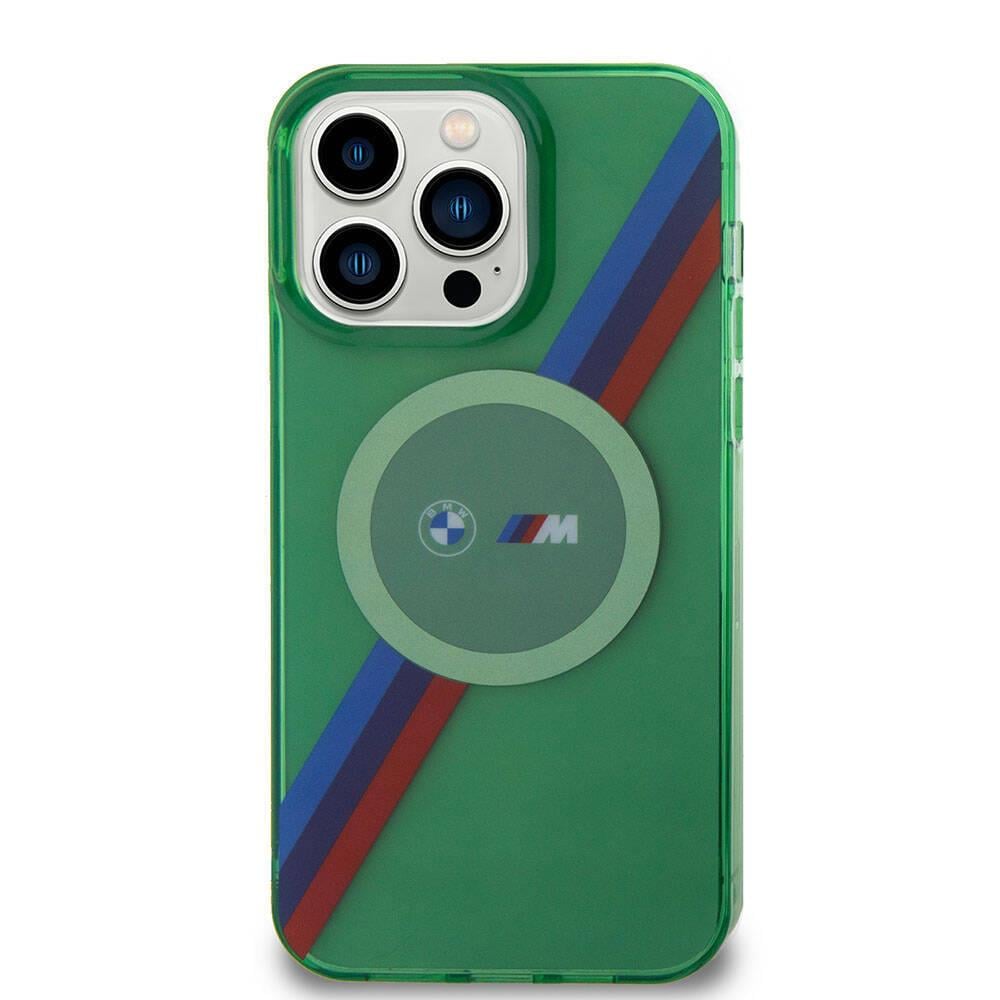 Apple iPhone 15 Pro Max Kılıf BMW M-safe Şarj Özellikli Transparan Tricolor Stripes Orjinal Lisanslı Kapak