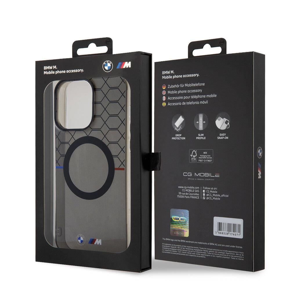 Apple iPhone 15 Pro Max Kılıf BMW M-safe Şarj Özellikli Transparan M Dizayn Orjinal Lisanslı Kapak