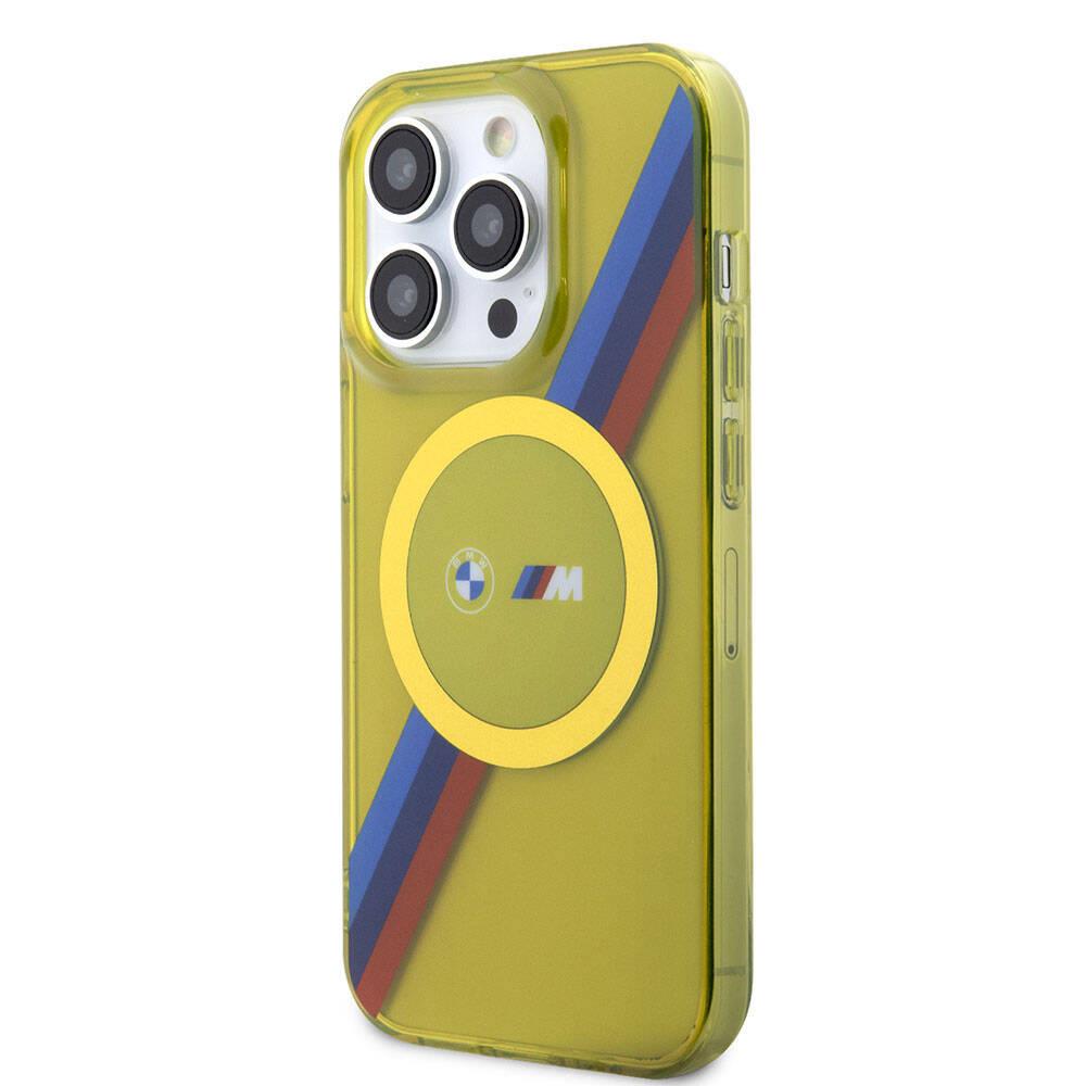 Apple iPhone 15 Pro Max Kılıf BMW M-safe Şarj Özellikli Transparan Tricolor Stripes Orjinal Lisanslı Kapak