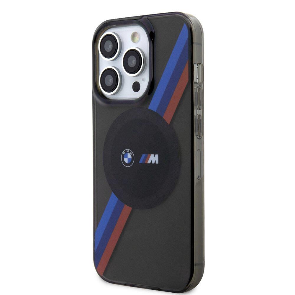 Apple iPhone 15 Pro Max Kılıf BMW M-safe Şarj Özellikli Transparan Tricolor Stripes Orjinal Lisanslı Kapak