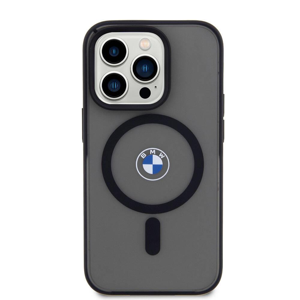 Apple iPhone 15 Pro Max Kılıf BMW Orjinal Lisanslı M-safe Şarj Özellikli IML Baskı Logolu Buzlu Mat Kapak