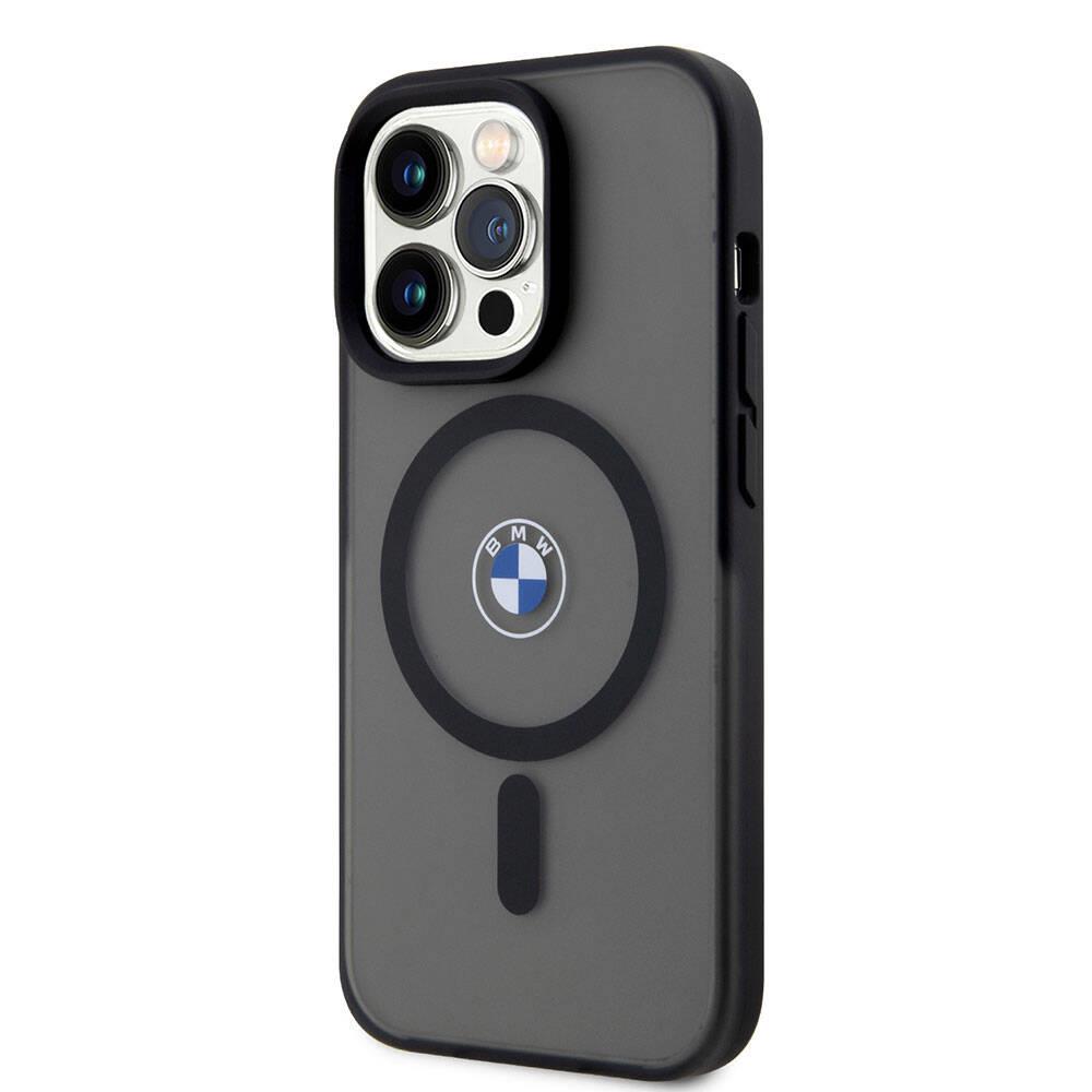 Apple iPhone 15 Pro Max Kılıf BMW Orjinal Lisanslı M-safe Şarj Özellikli IML Baskı Logolu Buzlu Mat Kapak