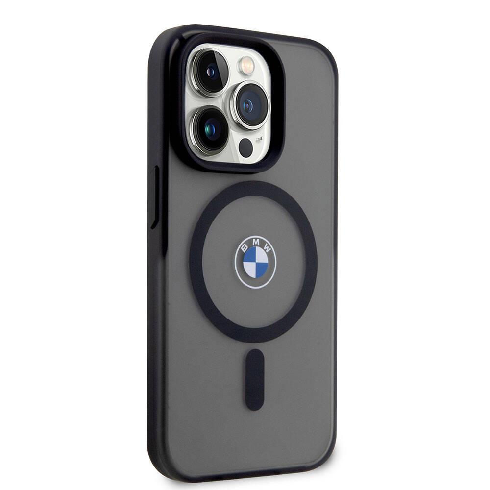 Apple iPhone 15 Pro Max Kılıf BMW Orjinal Lisanslı M-safe Şarj Özellikli IML Baskı Logolu Buzlu Mat Kapak
