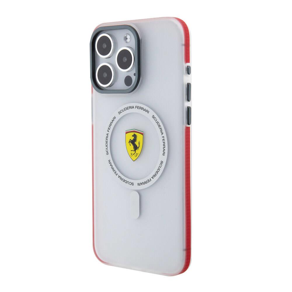 Apple iPhone 15 Pro Max Kılıf Ferrari Orjinal Lisanslı M-safe Şarj Özellikli Kontrast Bumper SF Ring Kapak