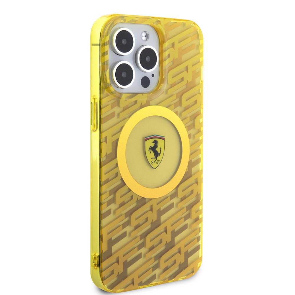 Apple iPhone 15 Pro Max Kılıf Ferrari Orjinal Lisanslı PU Delikli Arka Yüzey Metal Logolu Dikişli Büyük SF Yazılı Kapak