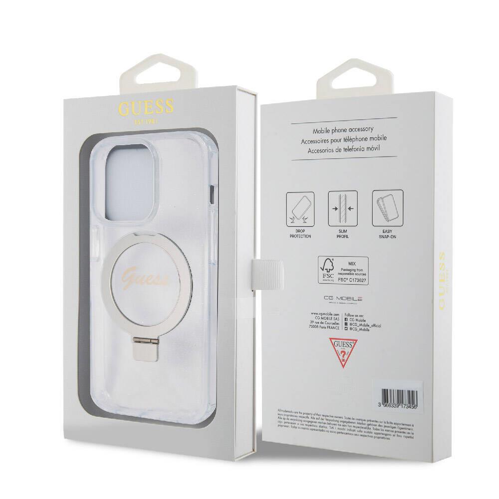 Apple iPhone 15 Pro Max Kılıf Guess Orjinal Lisanslı PU Deri Askılı Taşlı Üçgen Logo 4G Desenli Strass Crossbody Kapak