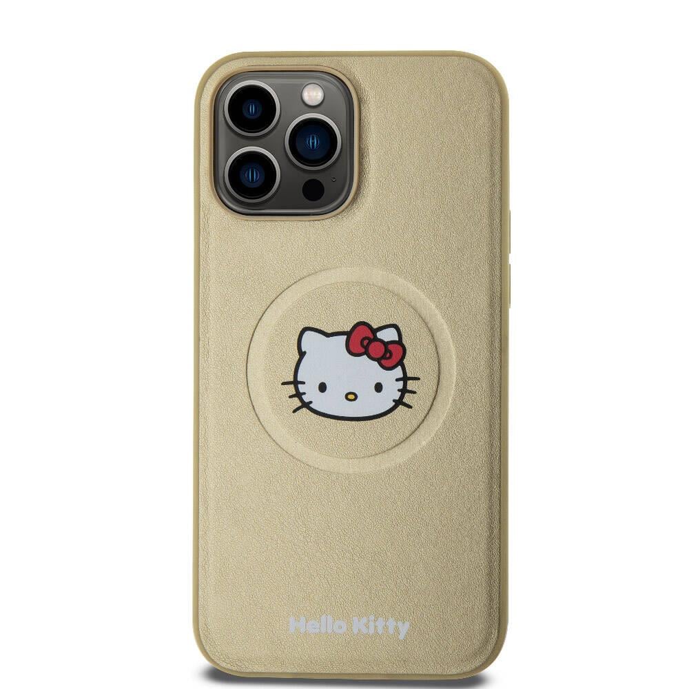 Apple iPhone 15 Pro Max Kılıf Hello Kitty Orjinal Lisanslı M-safe Şarj Özellikli Kitty Head Deri Kapak