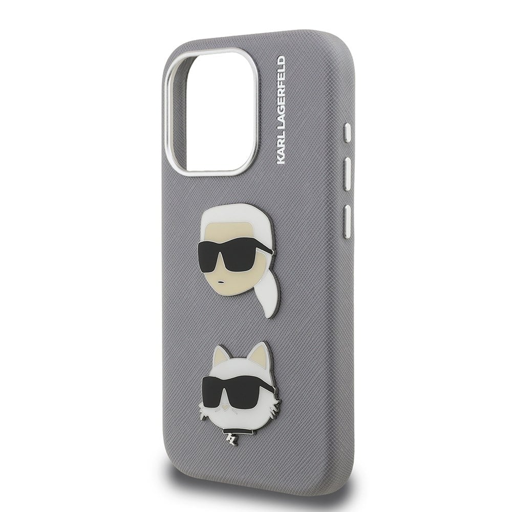 Apple iPhone 15 Pro Max Kılıf Karl Lagerfeld Orjinal Lisanslı K&C Heads Pin Kapak