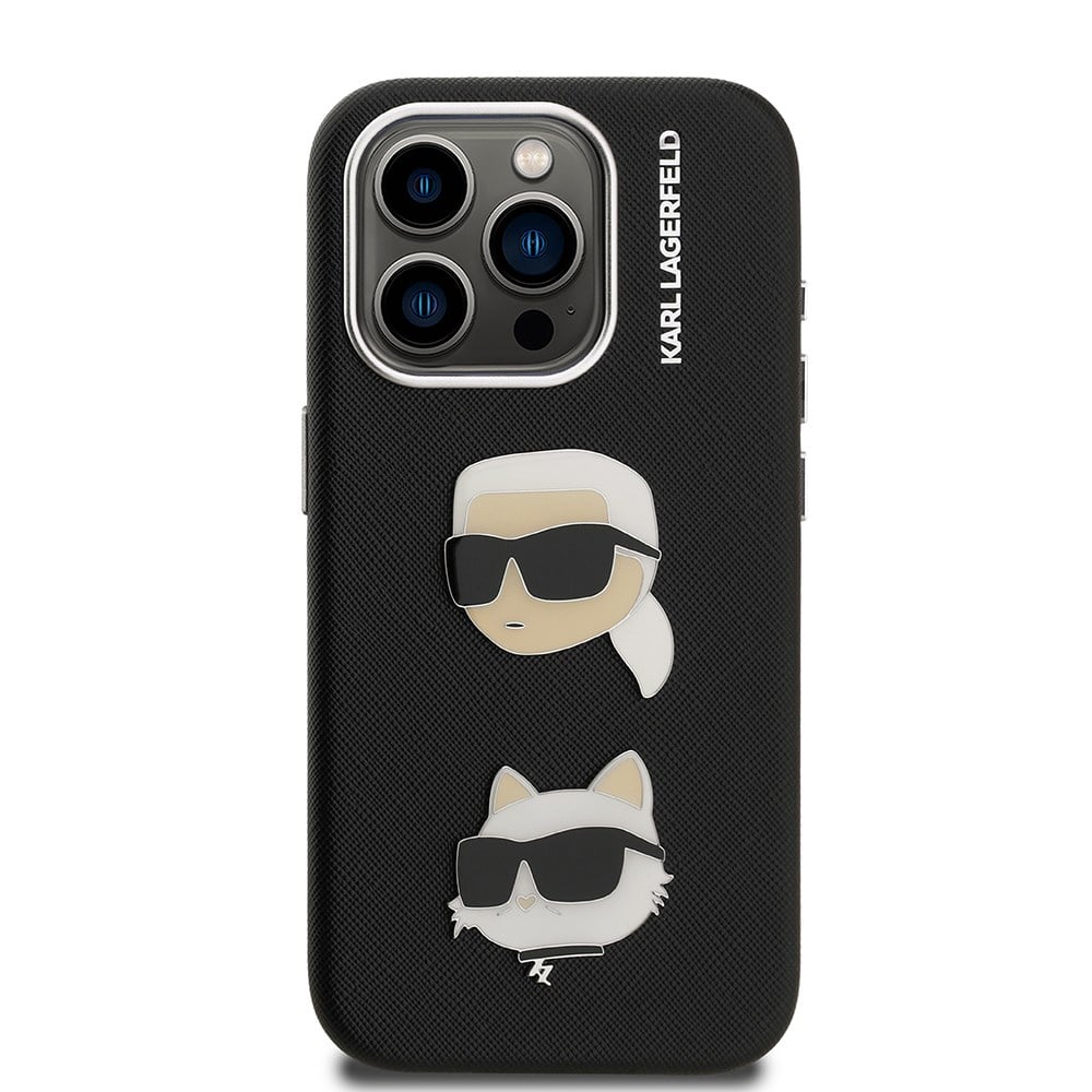 Apple iPhone 15 Pro Max Kılıf Karl Lagerfeld Orjinal Lisanslı K&C Heads Pin Kapak