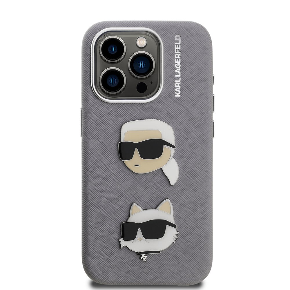 Apple iPhone 15 Pro Max Kılıf Karl Lagerfeld Orjinal Lisanslı K&C Heads Pin Kapak