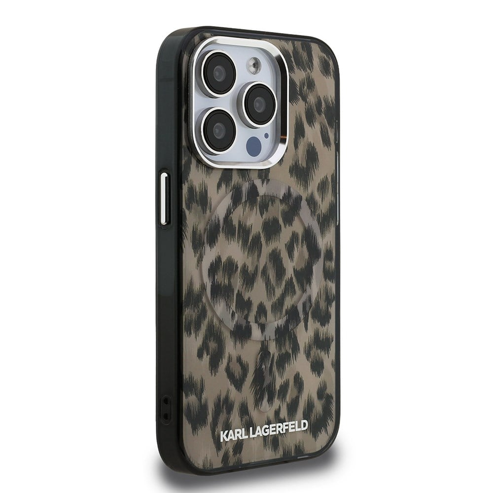 Apple iPhone 15 Pro Max Kılıf Karl Lagerfeld Taşlı Metal Logo Orjinal Lisanslı Kapak