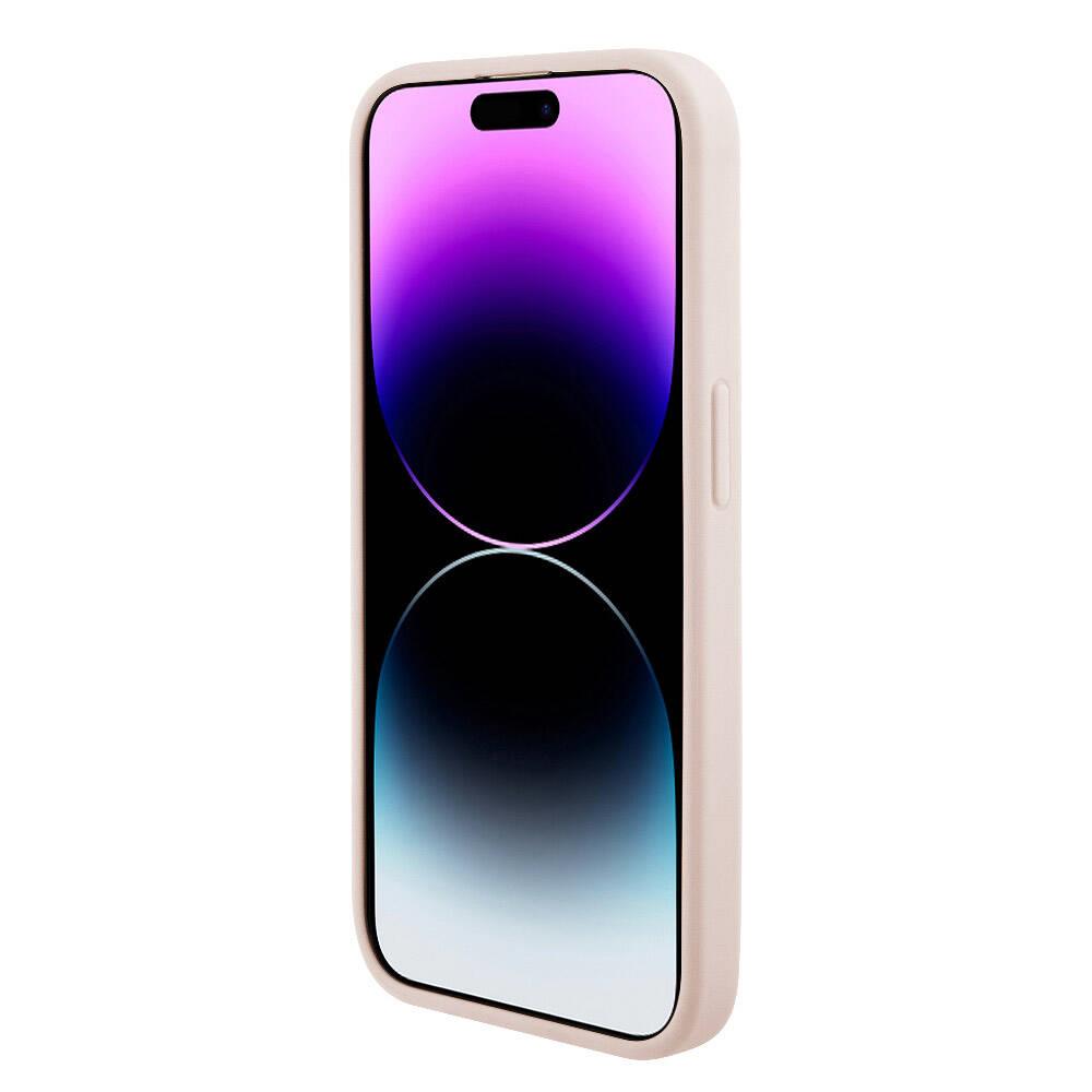 Apple iPhone 15 Pro Max Kılıf Karl Lagerfeld Orjinal Lisanslı Metal Yazı Logolu Dikişli Logo Arka Yüzey Kapitone Kapak