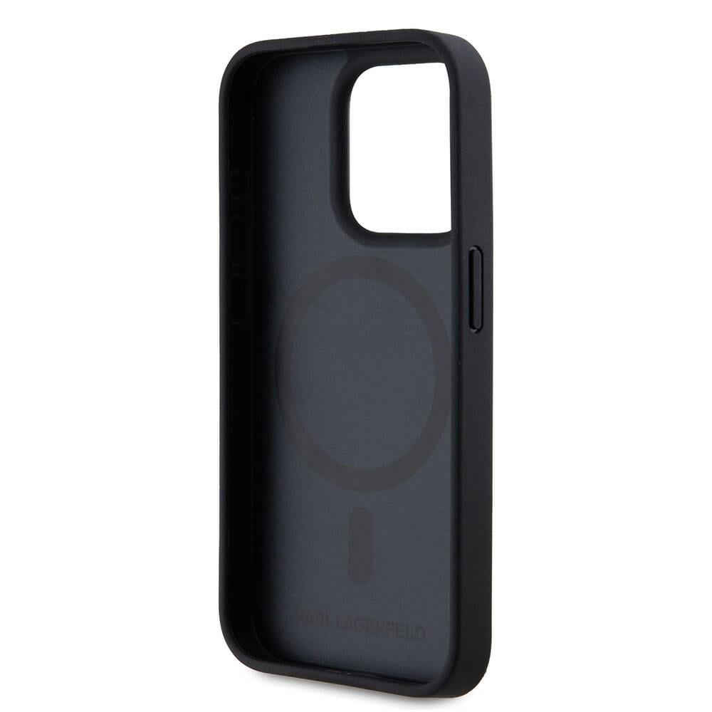 Apple iPhone 15 Pro Max Kılıf Karl Lagerfeld Orjinal Lisanslı M-safe Şarj Özellikli KL Yazılı Hot Stamp Kapak