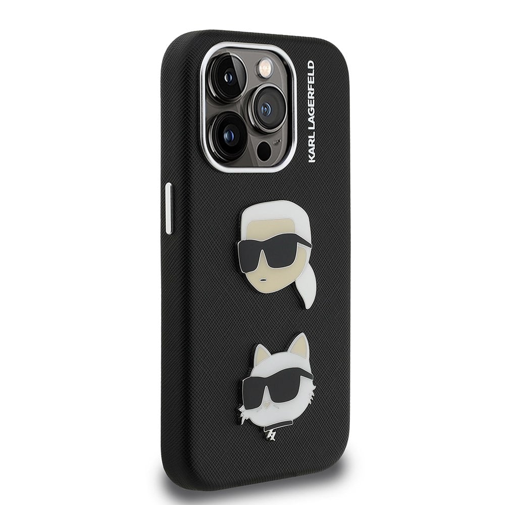 Apple iPhone 15 Pro Max Kılıf Karl Lagerfeld Orjinal Lisanslı K&C Heads Pin Kapak