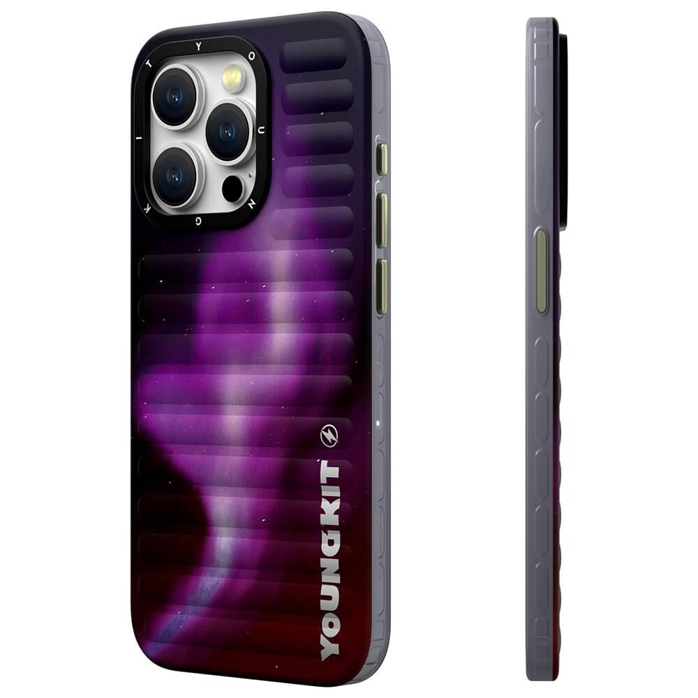 Apple iPhone 15 Pro Max Kılıf Kuzey Işıkları Desenli Youngkit Aurora Serisi Kapak