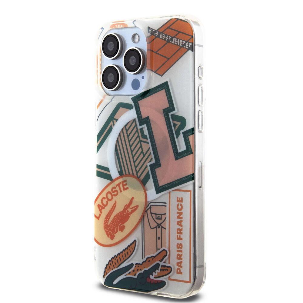 Apple iPhone 15 Pro Max Kılıf Lacoste Orjinal Lisanslı M-safe Şarj Özellikli Çift Katmanlı Yamalar Desenli Kapak