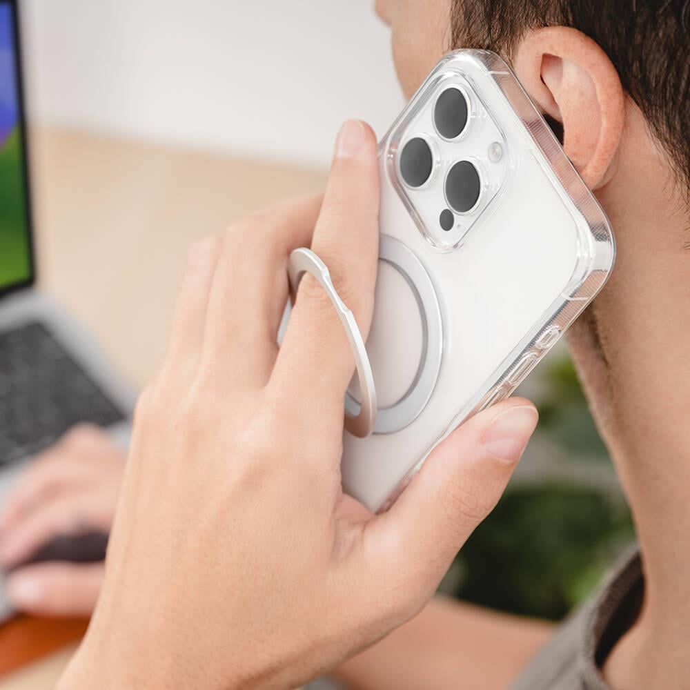 Apple iPhone 15 Pro Max Kılıf M-safe Şarj Özellikli Yüzük Standlı Lisanslı Switcheasy Magstand-M Kapak