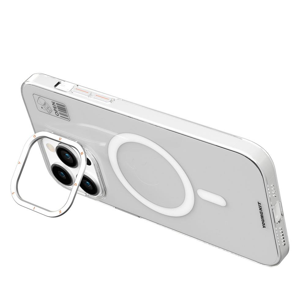 Apple iPhone 15 Pro Max Kılıf M-safe Şarj Özellikli Standlı YoungKit Hermit Bracket Serisi Kapak