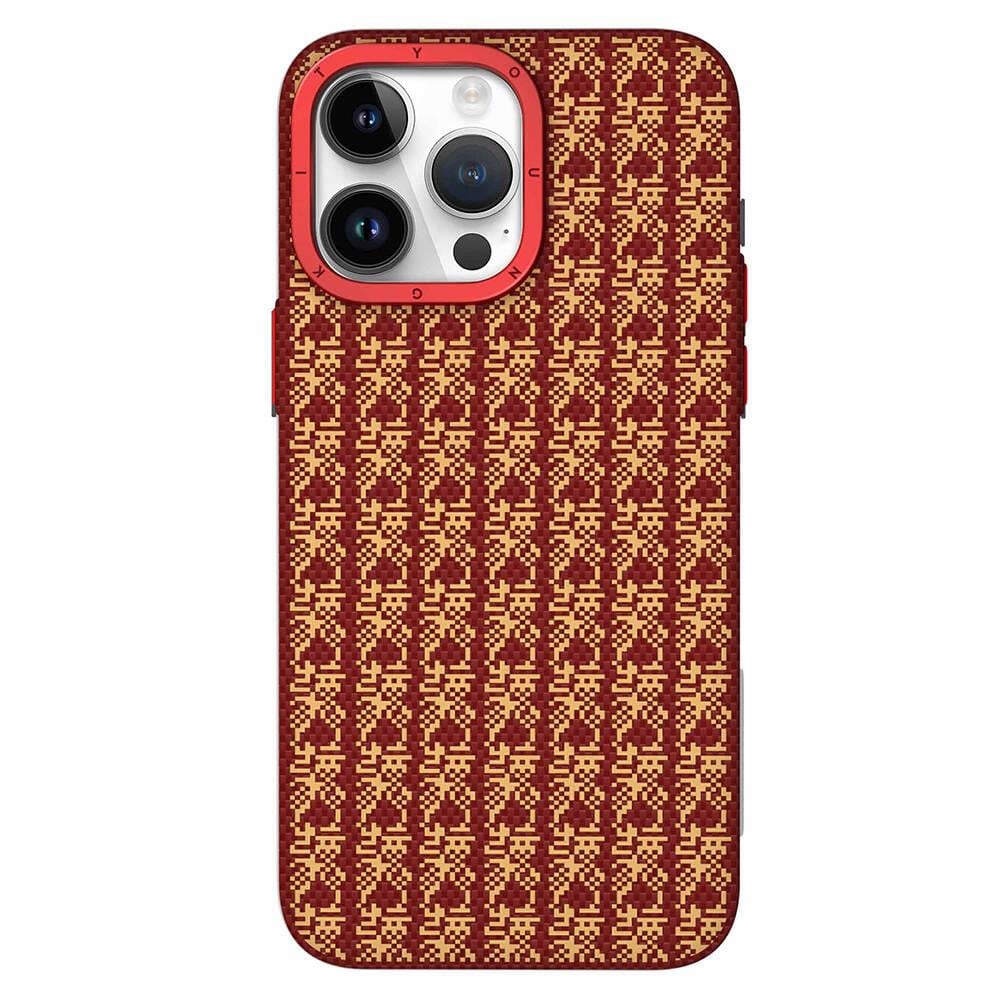 Apple iPhone 15 Pro Max Kılıf M-safe Şarj Özellikli Kevlar 1500D Youngkit Auspicious Loong Serisi Kapak