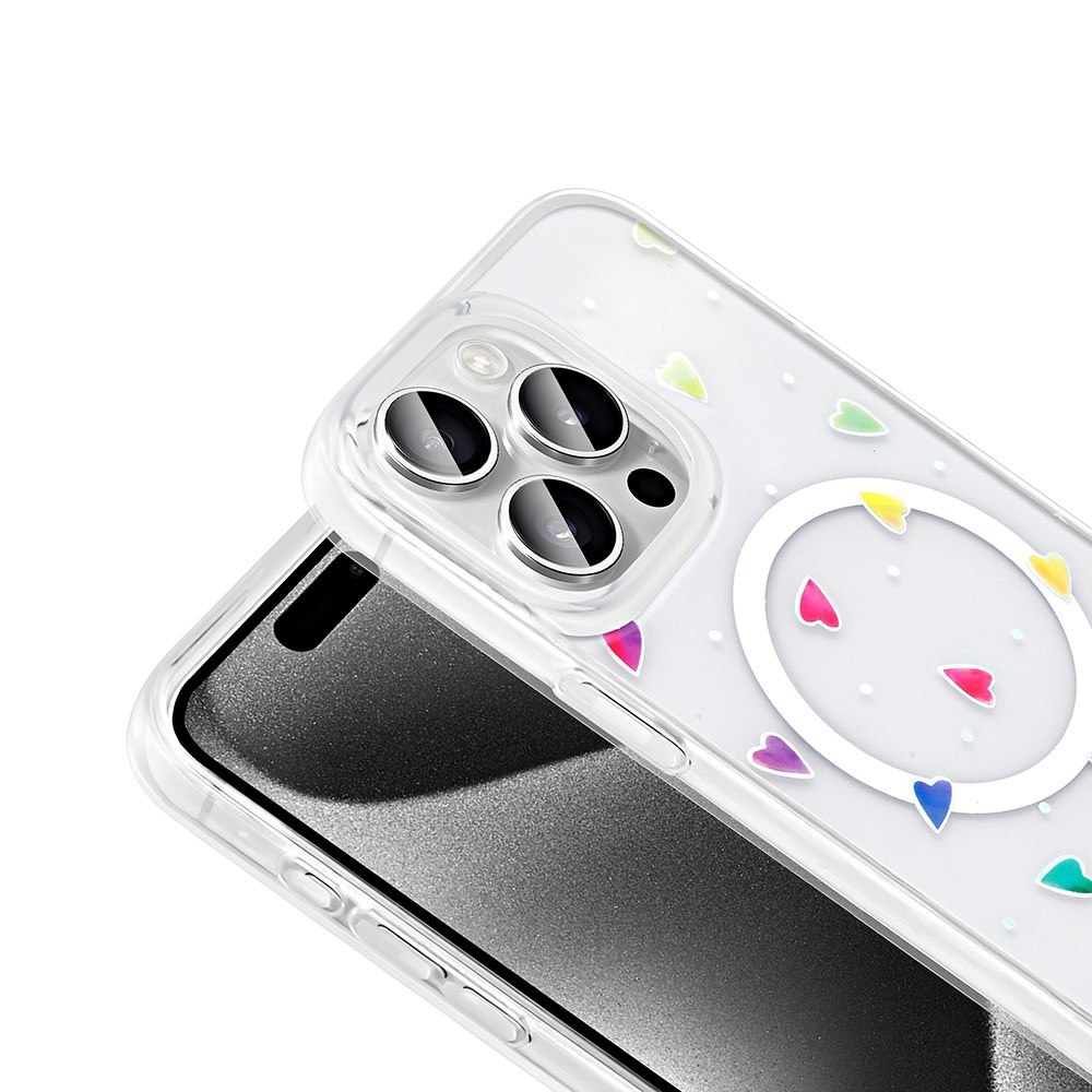 Apple iPhone 15 Pro Max Kılıf M-Safe Şarj Özellikli Şeffaf Zore Folk Sert Kapak