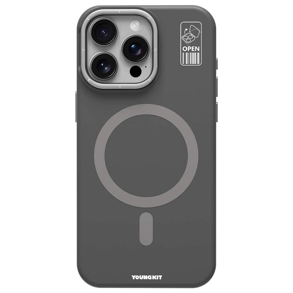 Apple iPhone 15 Pro Max Kılıf M-safe Şarj Özellikli Kamera Standlı Youngkit Bitty Cream Kapak
