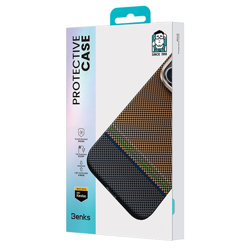 Apple iPhone 15 Pro Max Kılıf M-safe Şarj Özellikli Karbon Fiber Tasarımlı Benks Prestige ArmorAir Kevlar Kapak